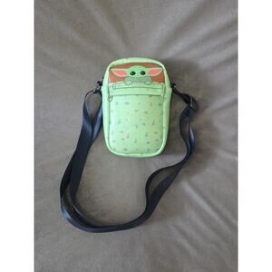 Baby Yoda Star Wars Grogu Crossbody Bag Purse Green With Dark Blue Strap